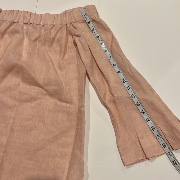 Akris Punto Carmen Off the Shoulder Bell Sleeve Blouse Pink Size 2 100% Linen - Picture 5 of 8